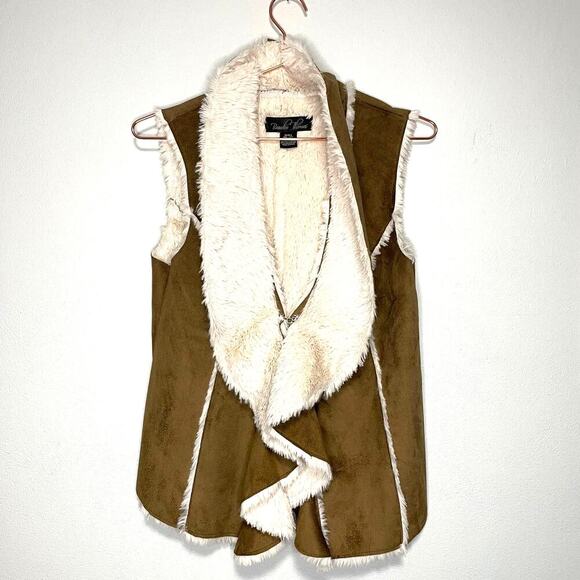 Brandon Thomas Faux Suede Vest With Faux Fur Lining Size Small - Picture 1 of 8